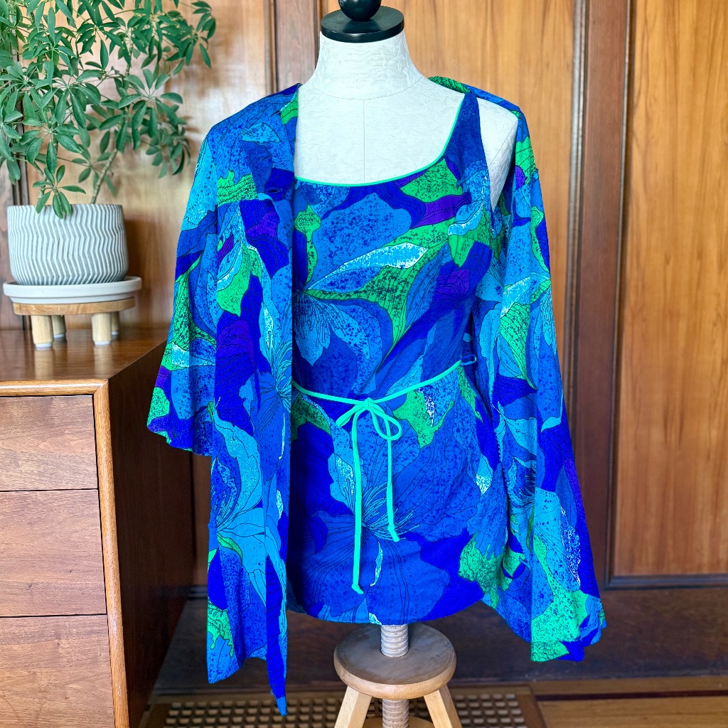 Vintage 60s Playsuit And Coverup Set By Honolulu Originals, Hawaiian Swimsuit